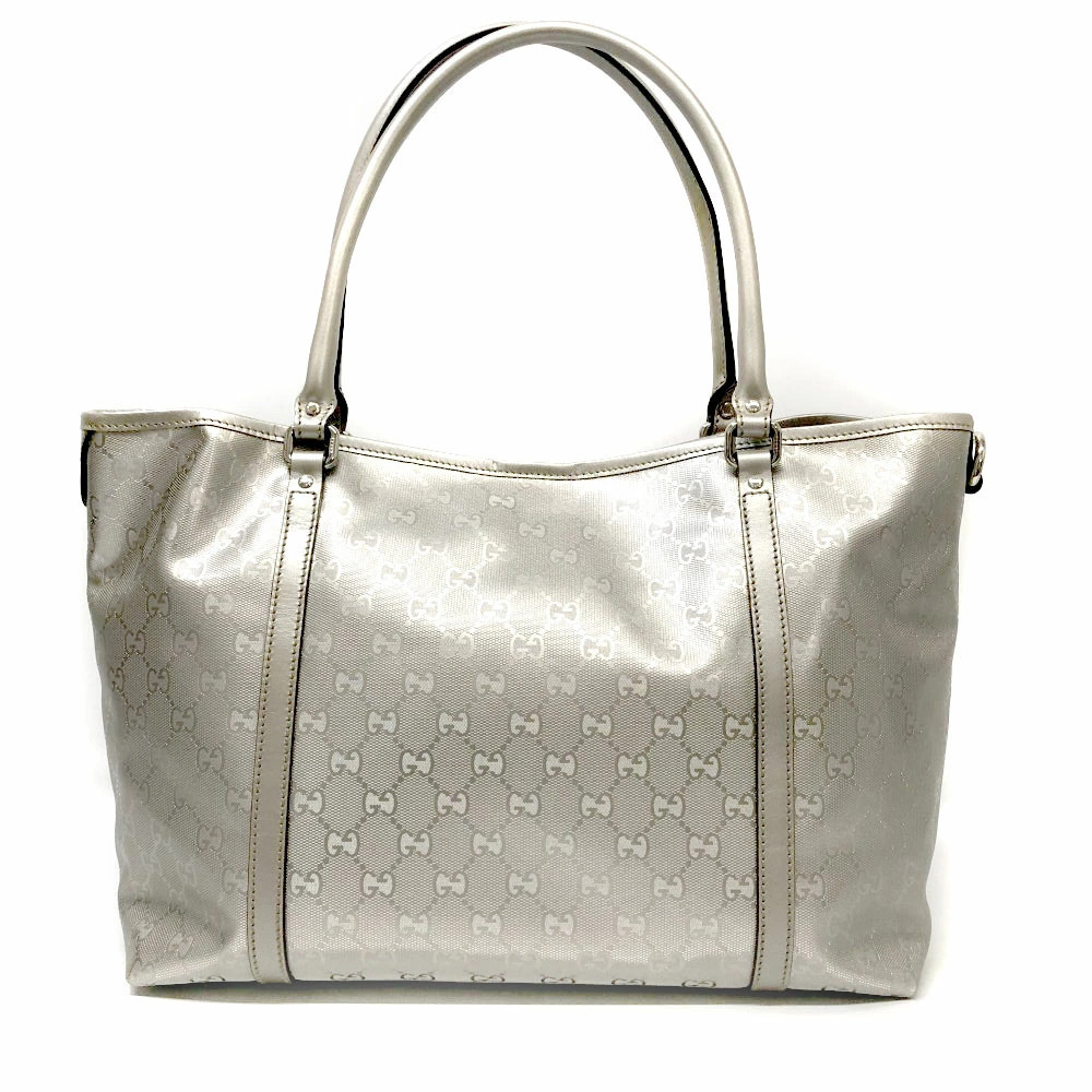 GUCCI Tote Bag GG Imprime Silver White Handbag - Picture 3 of 11